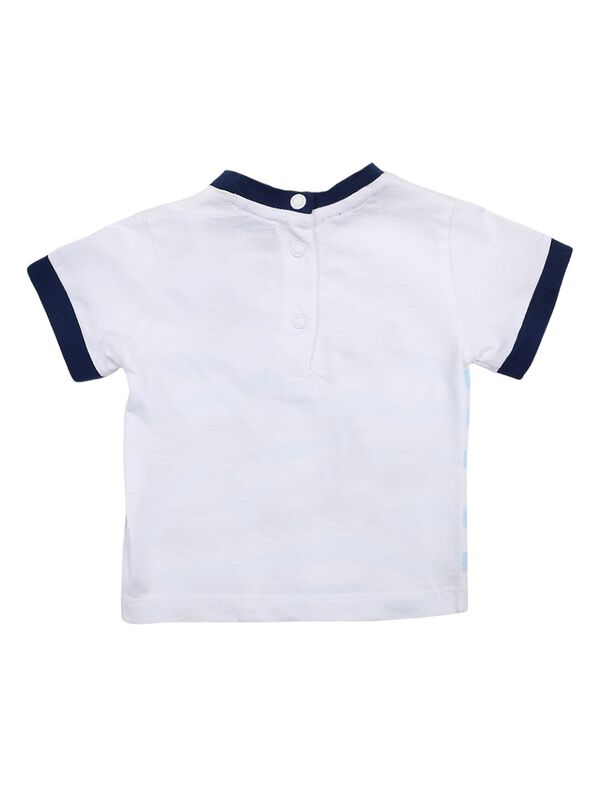 Boys White & Red Printed T-Shirt with Short Pants image number 1